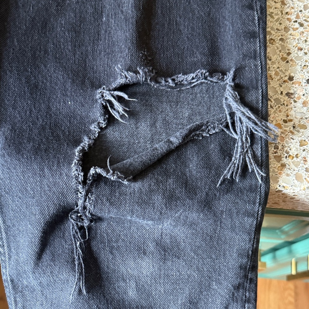 nuuds Women's High Rise Charcoal Distressed Jeans - Picture 5 of 6